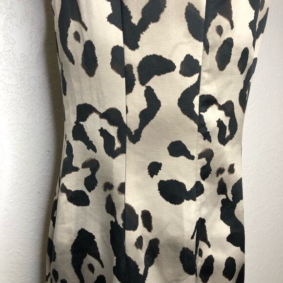Ann Taylor cream black animal print sleeveless sheath dress size 10 - Picture 11 of 15